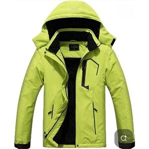 Pooluly Faux Fur Lined Hooded Ski Jacket Winter Waterproof Snowboarding Small